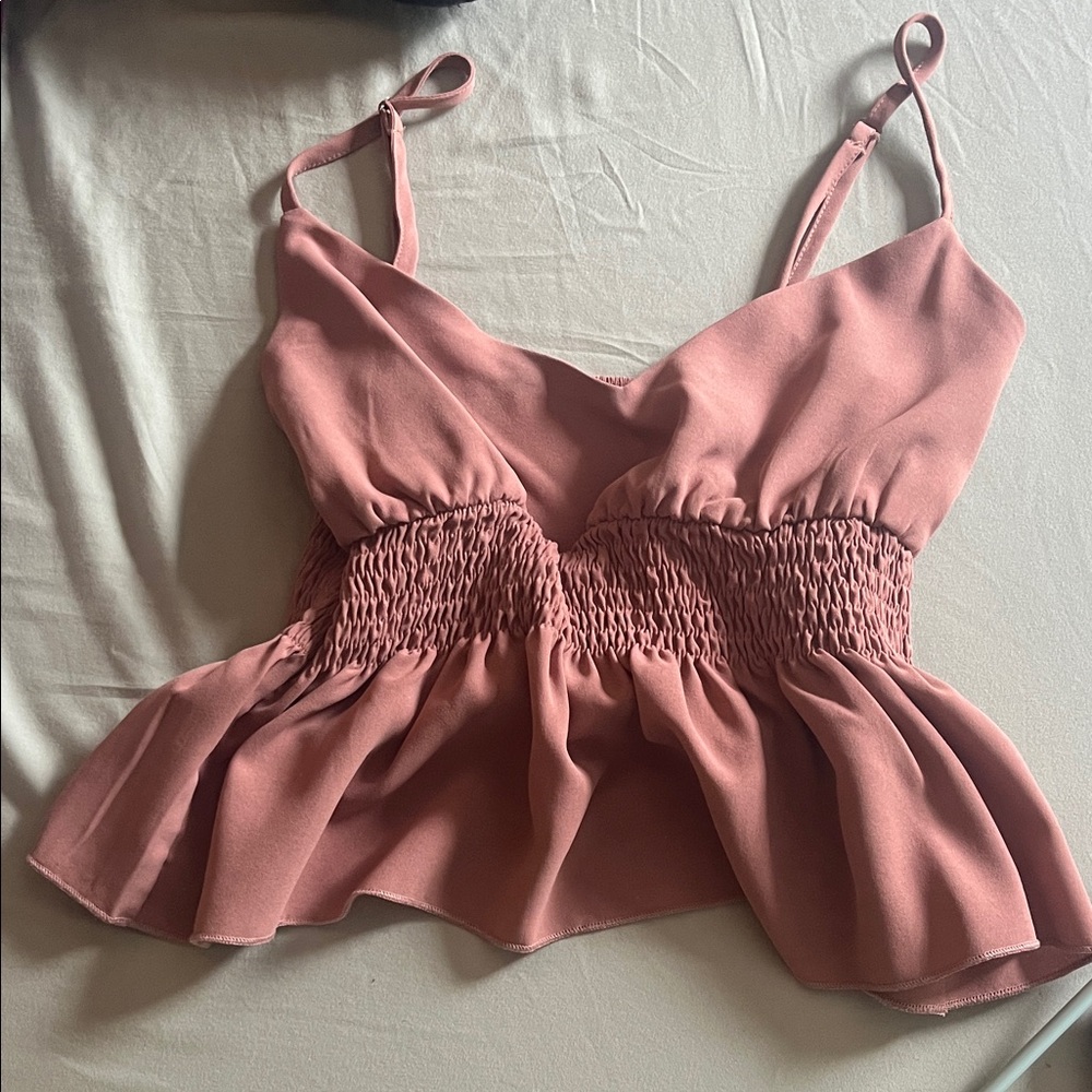 Elegant Pink Smocked Women's Top